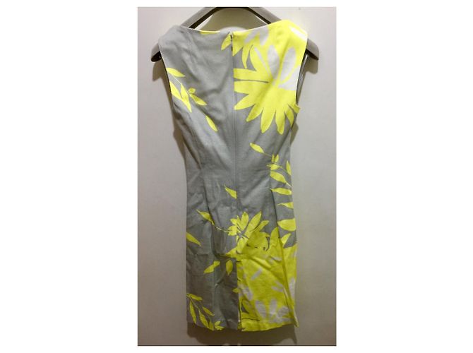 Autre Marque Gemustertes Sommerkleid Weiß Grau Gelb - Ansicht 2