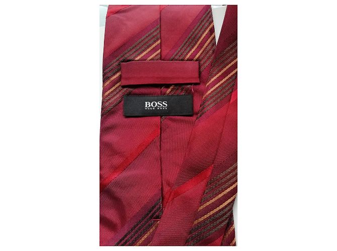 Autre Marque Cravatta Boss in seta rossa a righe Rosso - vista 3