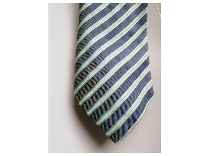 Cravatta in seta azzurra a righe Massimo Dutti Blu chiaro - vista 2