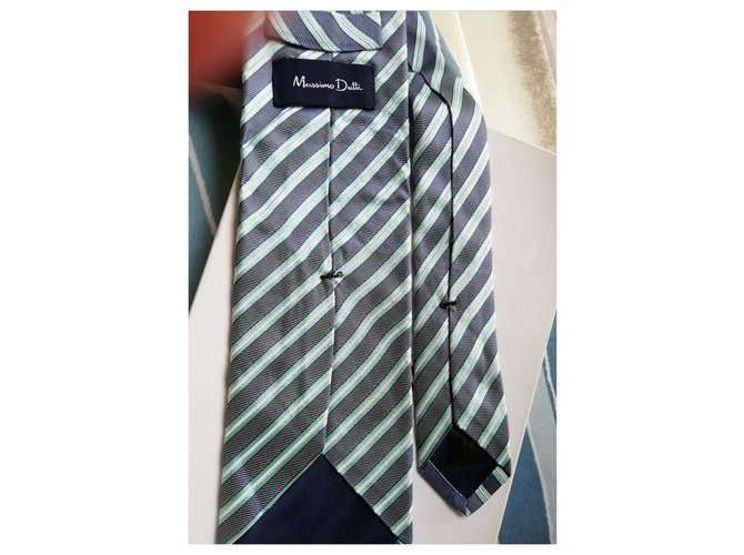 Cravatta in seta azzurra a righe Massimo Dutti Blu chiaro - vista 3