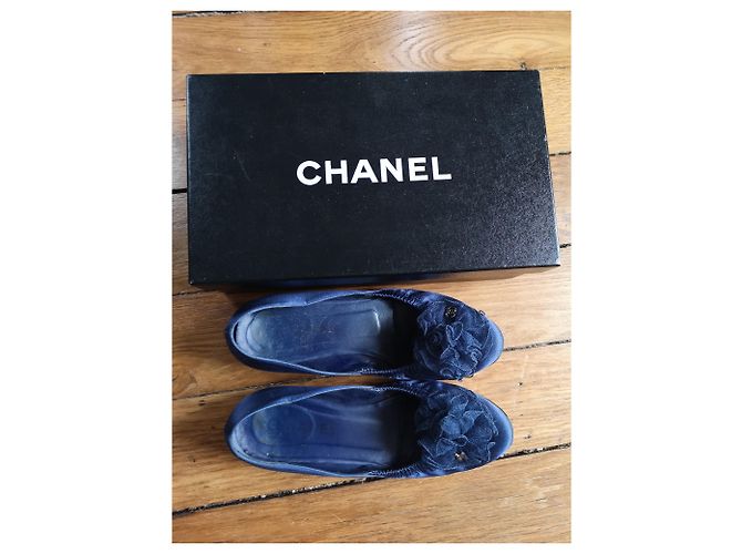 Bailarinas Chanel en satén azul T38 - vista 2
