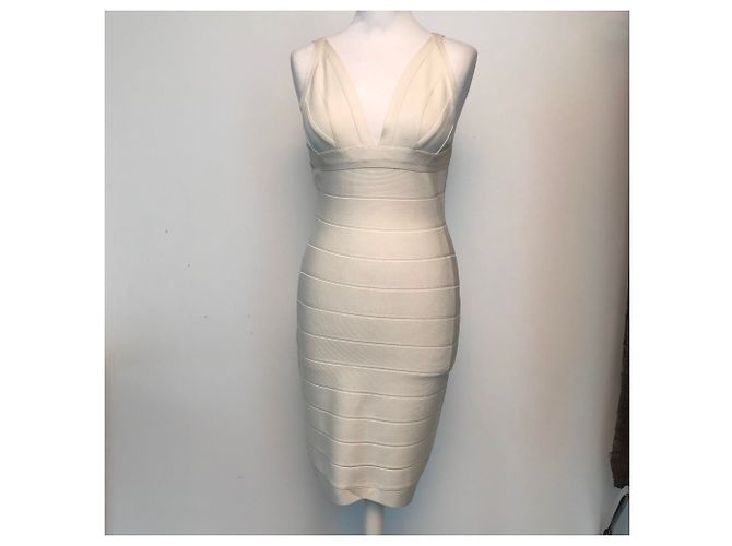 Autre Marque AMOR & PSYCHE Bodycon Kleid Creme Rayon Roh - Ansicht 2