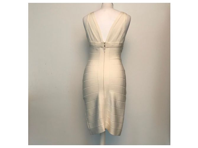 Autre Marque AMOR & PSYCHE Bodycon Kleid Creme Rayon Roh - Ansicht 4