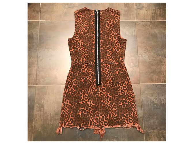 Vestido Alexander Wang T Estampado Leopardo Marrón y Negro Algodón Castaño - vista 2