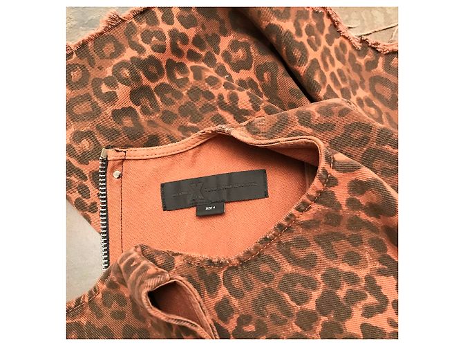 Vestido Alexander Wang T Estampado Leopardo Marrón y Negro Algodón Castaño - vista 3