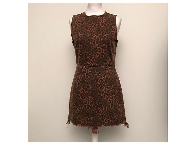 Vestido Alexander Wang T Estampado Leopardo Marrón y Negro Algodón Castaño - vista 4