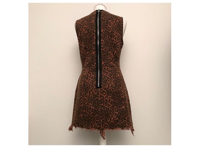 Vestido Alexander Wang T Estampado Leopardo Marrón y Negro Algodón Castaño - vista 6