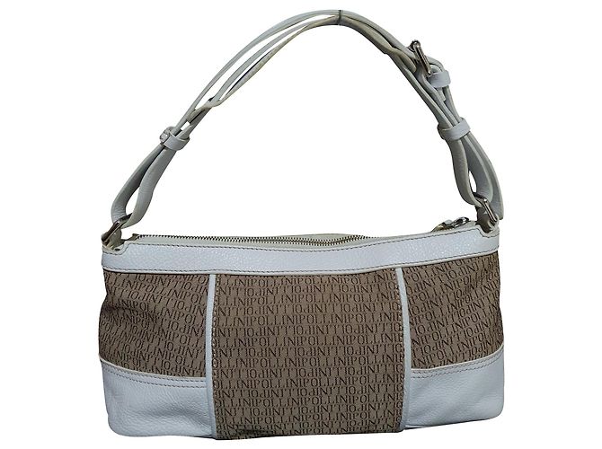 Pollini Handtasche aus Leder und Stoff Weiß Multicolour Mehrfarben - Ansicht 2