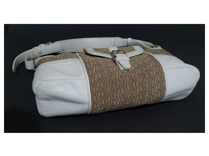 Pollini Handtasche aus Leder und Stoff Weiß Multicolour Mehrfarben - Ansicht 5