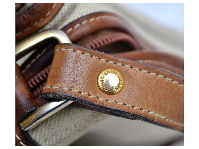 Pliage Piccola borsa a tracolla Longchamp in tela color crema Crudo - vista 6