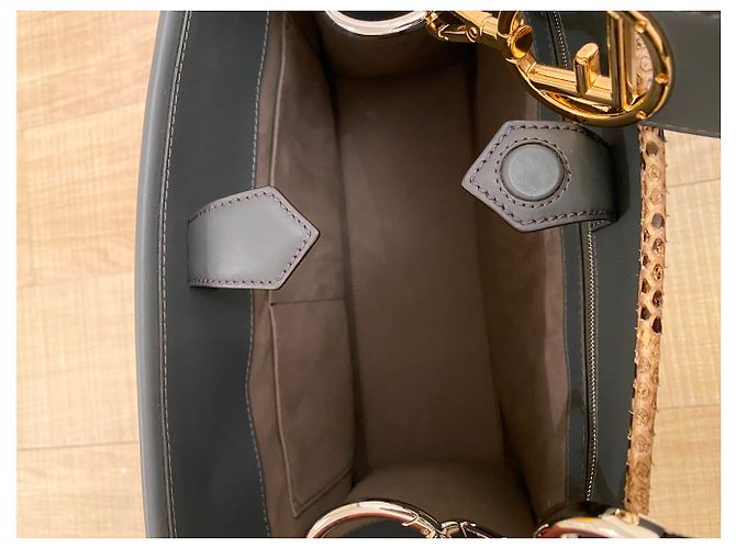 Fendi Runaway Handbag Grey Leather and Python - view 4