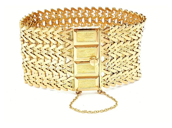 Autre Marque Bracciale manchette in oro giallo a maglia tessuta 18 carati D'oro - vista 2