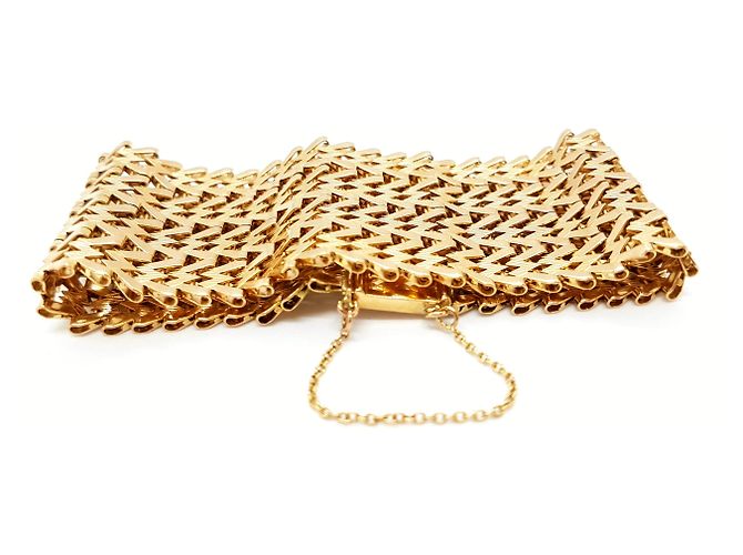 Autre Marque Bracciale manchette in oro giallo a maglia tessuta 18 carati D'oro - vista 3