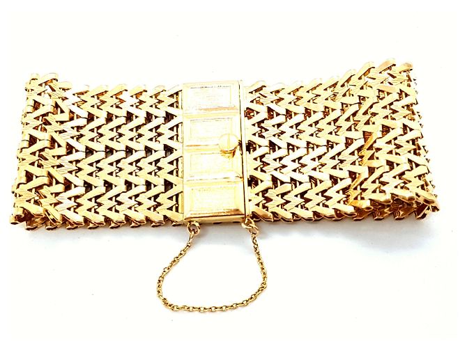 Autre Marque Bracciale manchette in oro giallo a maglia tessuta 18 carati D'oro - vista 4
