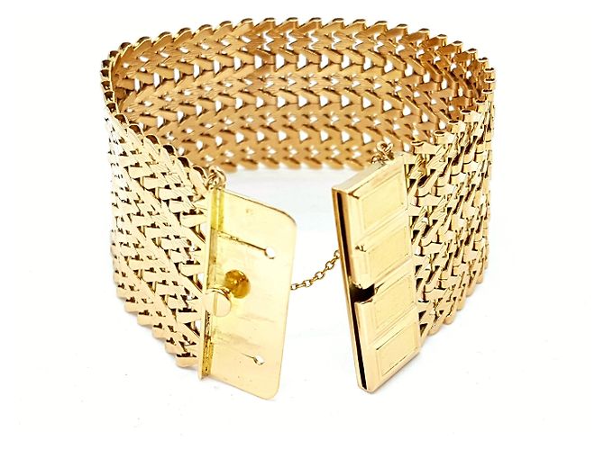 Autre Marque Bracciale manchette in oro giallo a maglia tessuta 18 carati D'oro - vista 5