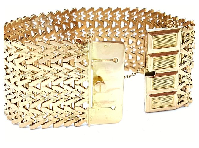 Autre Marque Bracciale manchette in oro giallo a maglia tessuta 18 carati D'oro - vista 6