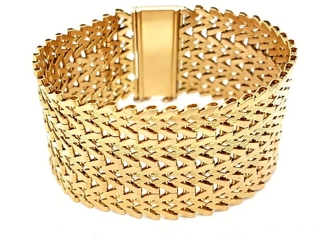 Autre Marque Bracciale manchette in oro giallo a maglia tessuta 18 carati D'oro - vista 7