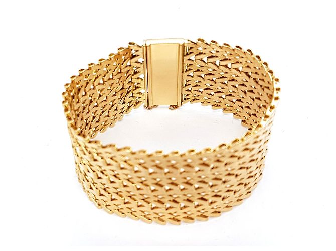 Autre Marque Bracciale manchette in oro giallo a maglia tessuta 18 carati D'oro - vista 8