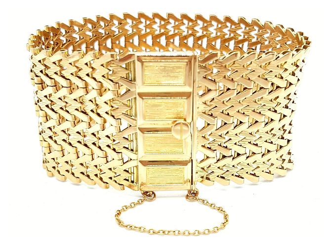 Autre Marque Bracciale manchette in oro giallo a maglia tessuta 18 carati D'oro - vista 9