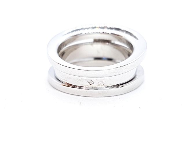 Autre Marque Ring aus Weißgold mit ovalem Saphir und Diamanten Größe 52 Silber - Ansicht 11