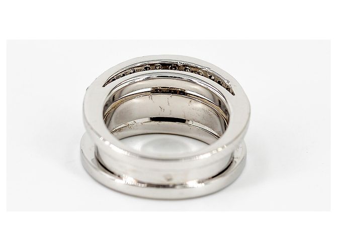 Autre Marque Ring aus Weißgold mit ovalem Saphir und Diamanten Größe 52 Silber - Ansicht 3