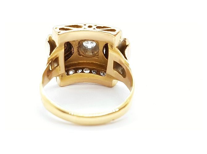 Autre Marque Anello Art Déco in Oro Rosa e Diamanti 18 carati D'oro - vista 4