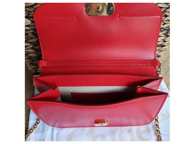 Borsa a mano Chloé C in pelle rossa a quadri Rosso - vista 6