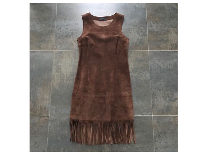 Joseph Kleid aus Wildleder Lammfell Dunkelbraun - Ansicht 4