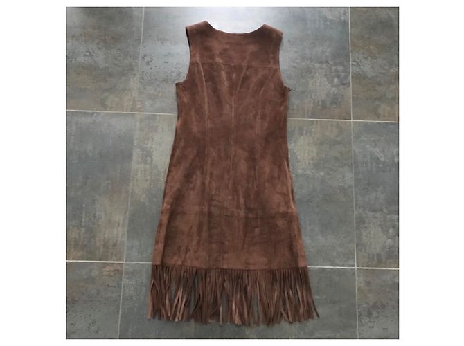 Joseph Kleid aus Wildleder Lammfell Dunkelbraun - Ansicht 5