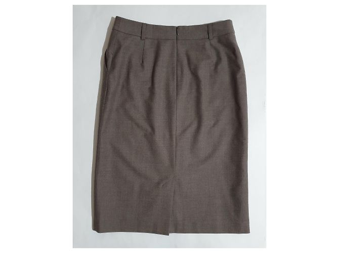 Falda Rodier de lana gris marrón Castaño Multicolor - vista 2