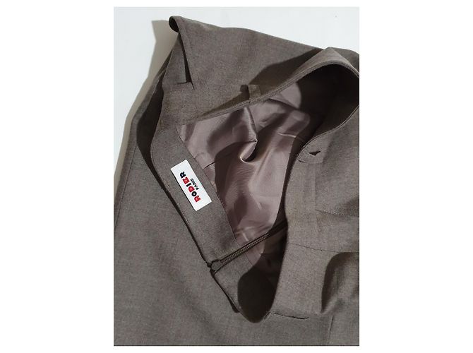 Falda Rodier de lana gris marrón Castaño Multicolor - vista 3