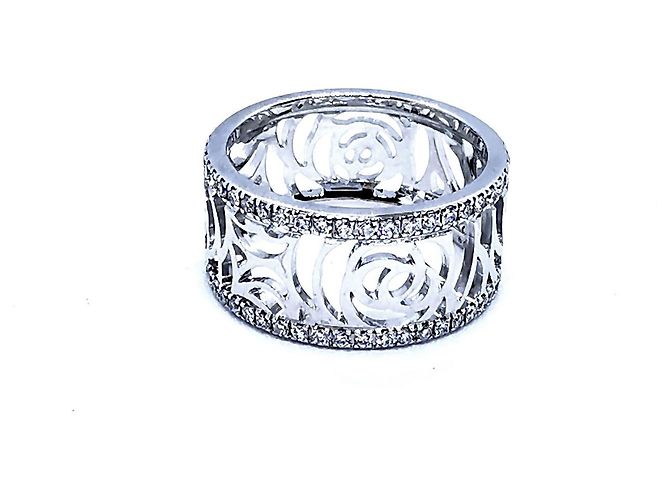 Anello Chanel Camellia in oro bianco e diamanti misura 49 Argento - vista 12