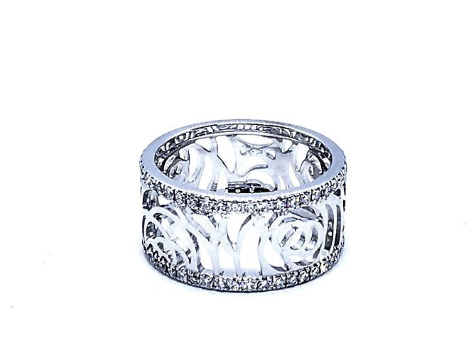Anello Chanel Camellia in oro bianco e diamanti misura 49 Argento - vista 3