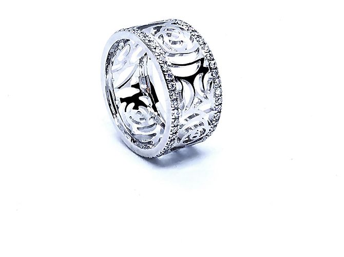 Anello Chanel Camellia in oro bianco e diamanti misura 49 Argento - vista 4