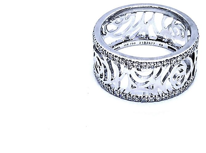 Anello Chanel Camellia in oro bianco e diamanti misura 49 Argento - vista 6