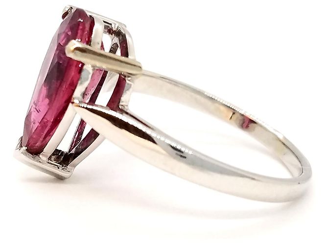 Autre Marque Weißgold Ring mit Rubellit im Birnenschliff 3,80 ct Größe 59 Silber - Ansicht 3