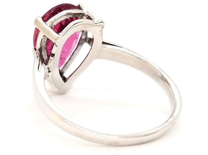 Autre Marque Weißgold Ring mit Rubellit im Birnenschliff 3,80 ct Größe 59 Silber - Ansicht 4