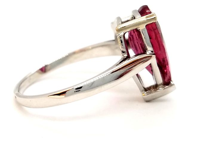 Autre Marque Weißgold Ring mit Rubellit im Birnenschliff 3,80 ct Größe 59 Silber - Ansicht 7