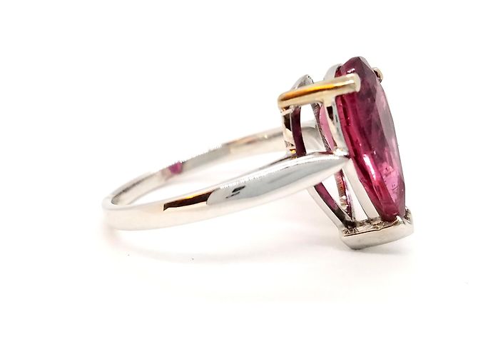 Autre Marque Weißgold Ring mit Rubellit im Birnenschliff 3,80 ct Größe 59 Silber - Ansicht 8