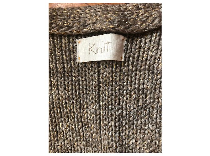 Forte Forte Strickjacke aus Alpaka und Leinen in Taupe mit Goldfaden - Ansicht 4