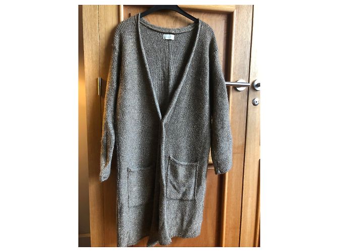 Forte Forte Strickjacke aus Alpaka und Leinen in Taupe mit Goldfaden - Ansicht 5