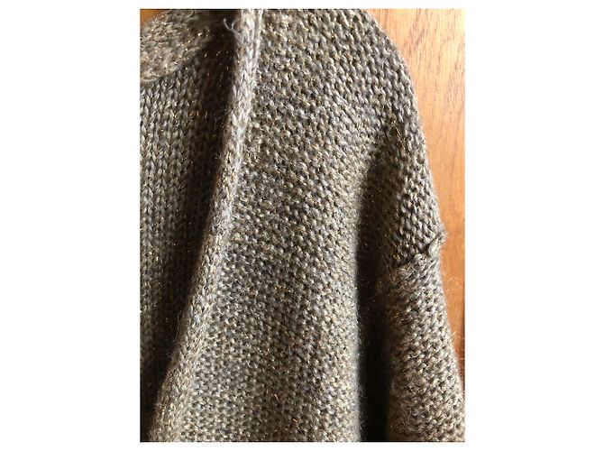 Forte Forte Strickjacke aus Alpaka und Leinen in Taupe mit Goldfaden - Ansicht 6