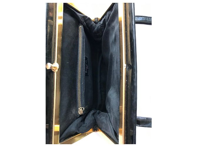 Vintage schwarze Patenthandtasche - Ansicht 10