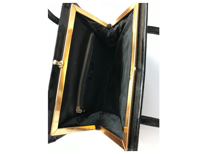 Vintage schwarze Patenthandtasche - Ansicht 11