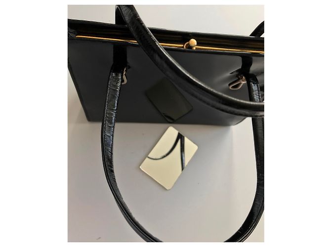 Vintage schwarze Patenthandtasche - Ansicht 12