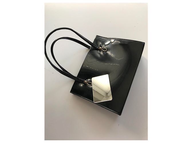 Vintage schwarze Patenthandtasche - Ansicht 14