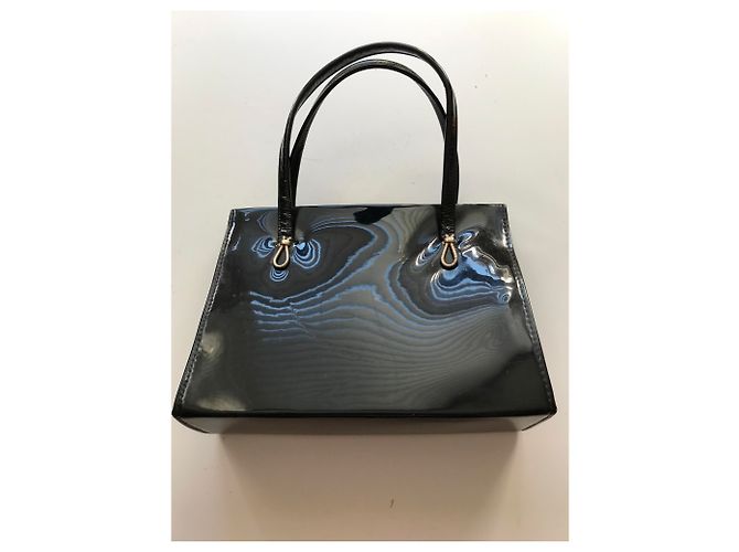 Vintage schwarze Patenthandtasche - Ansicht 19