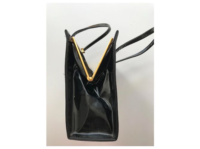 Vintage schwarze Patenthandtasche - Ansicht 21