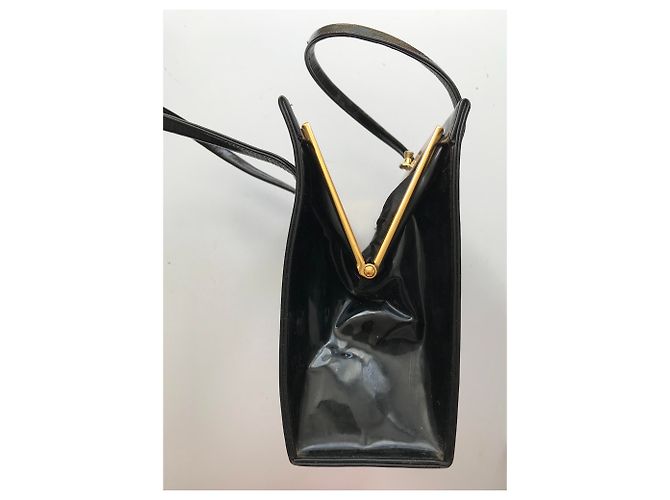 Vintage schwarze Patenthandtasche - Ansicht 22