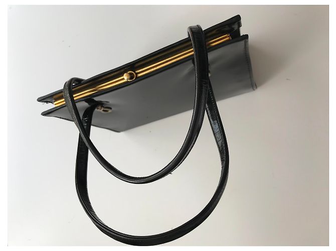 Vintage schwarze Patenthandtasche - Ansicht 4